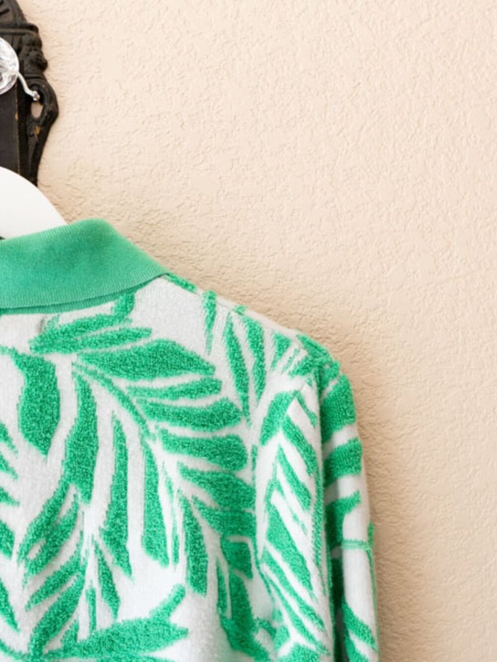 Cynthia Rowley Palm Leaf Cardigan Green White Tropical Sweater Medium - Picture 10 of 12